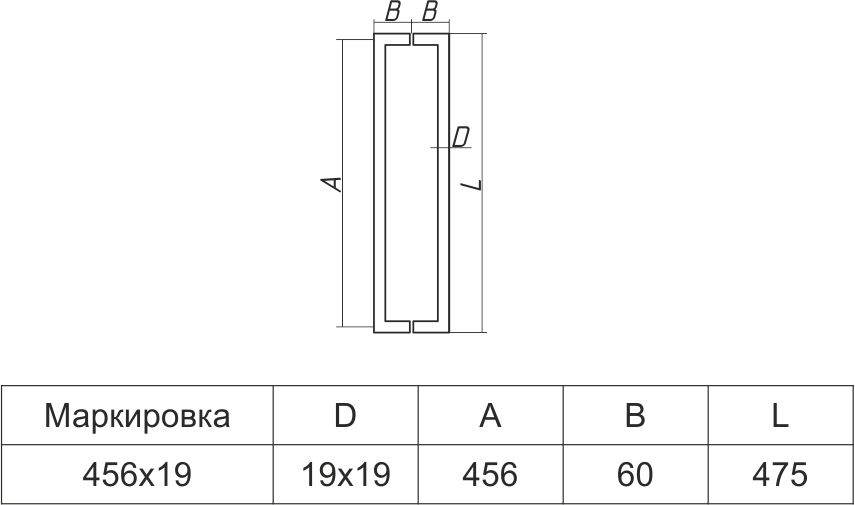 A-L-2856 ручка двухсторонняя 456х19 (Нерж) BG?>