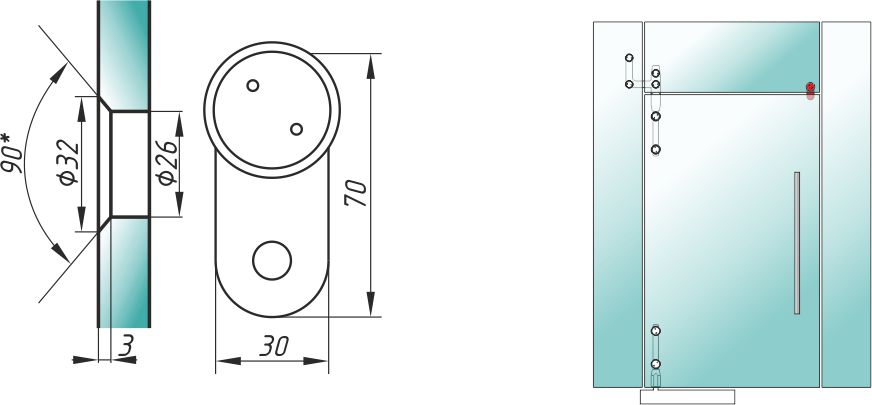 A-845A ограничитель двери, зенковка SSS?>